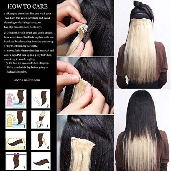 Long Straight Clip In Hair Extensions 8 Piece Set Heat Resistant Synthetic main image 7